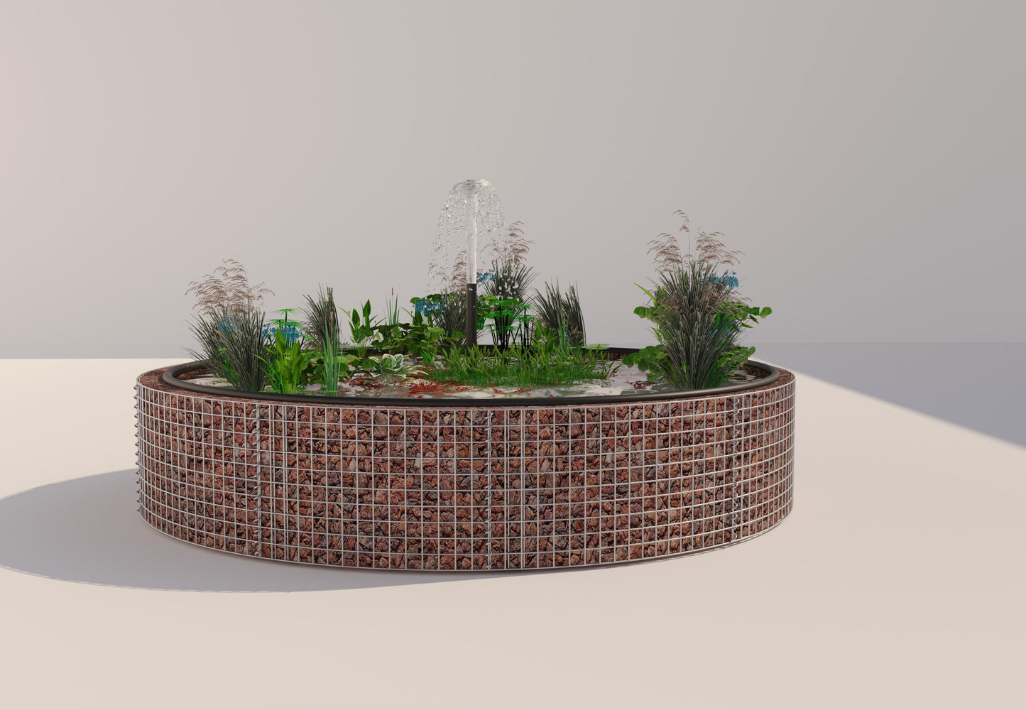 Gabionen Hochteich rund, Außendurchmesser 232 cm, Höhe 50 cm, Maschenweite 5 x 5 cm, Wandstärke 15 cm