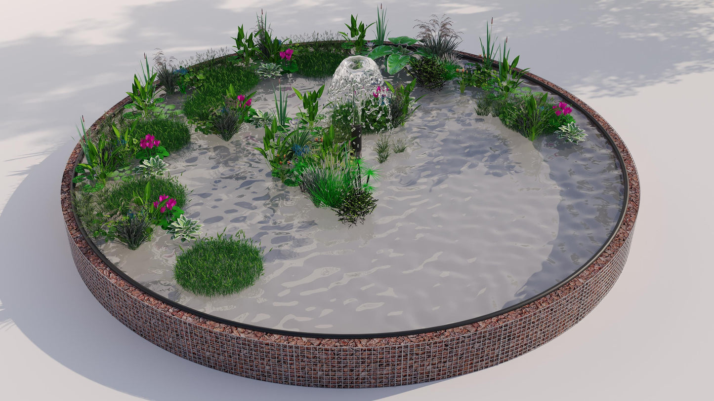 Gabion-dam, rund, ydre diameter 292 cm, højde 50 cm, maskestørrelse 5 x 5 cm, vægtykkelse 15 cm