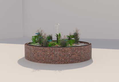 Gabion verhoogde vijver rond, buitendiameter 262 cm, hoogte 50 cm, maaswijdte 5 x 5 cm, wanddikte 15 cm