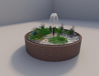 Gabion-hævedam rund, ydre diameter 352 cm, højde 80 cm, maskestørrelse 5 x 5 cm, vægtykkelse 15 cm