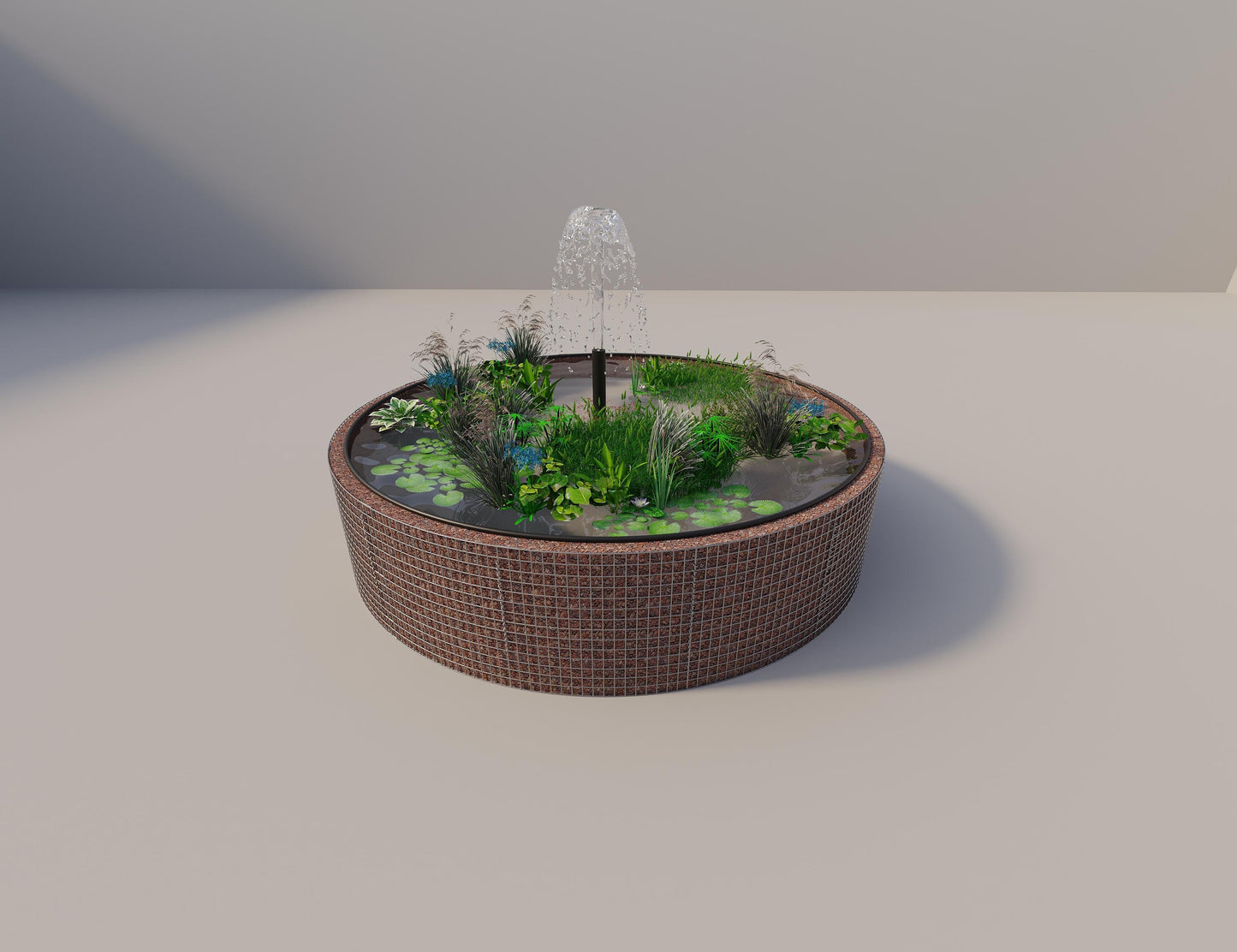 Gabion-hævedam rund, ydre diameter 352 cm, højde 80 cm, maskestørrelse 5 x 5 cm, vægtykkelse 15 cm