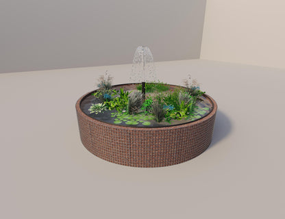 Gabion-hævedam rund, ydre diameter 352 cm, højde 80 cm, maskestørrelse 5 x 5 cm, vægtykkelse 15 cm