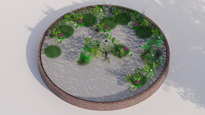 Gabion-dam, rund, ydre diameter 292 cm, højde 50 cm, maskestørrelse 5 x 5 cm, vægtykkelse 15 cm