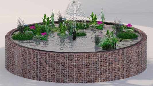 Gabionen Hochteich rund, Außendurchmesser 202 cm, Höhe 80 cm, Maschenweite 5 x 5 cm, Wandstärke 15 cm